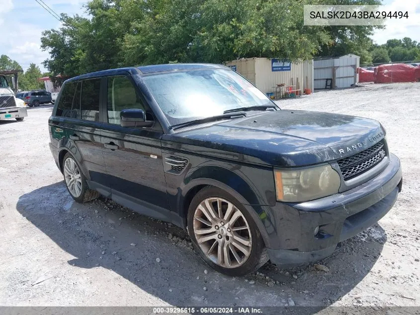 2011 Land Rover Range Rover Sport Hse VIN: SALSK2D43BA294494 Lot: 39295615