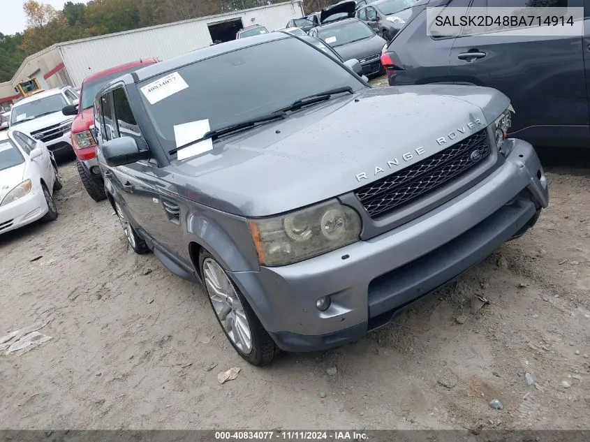 2011 Land Rover Range Rover Sport Hse VIN: SALSK2D48BA714914 Lot: 40834077