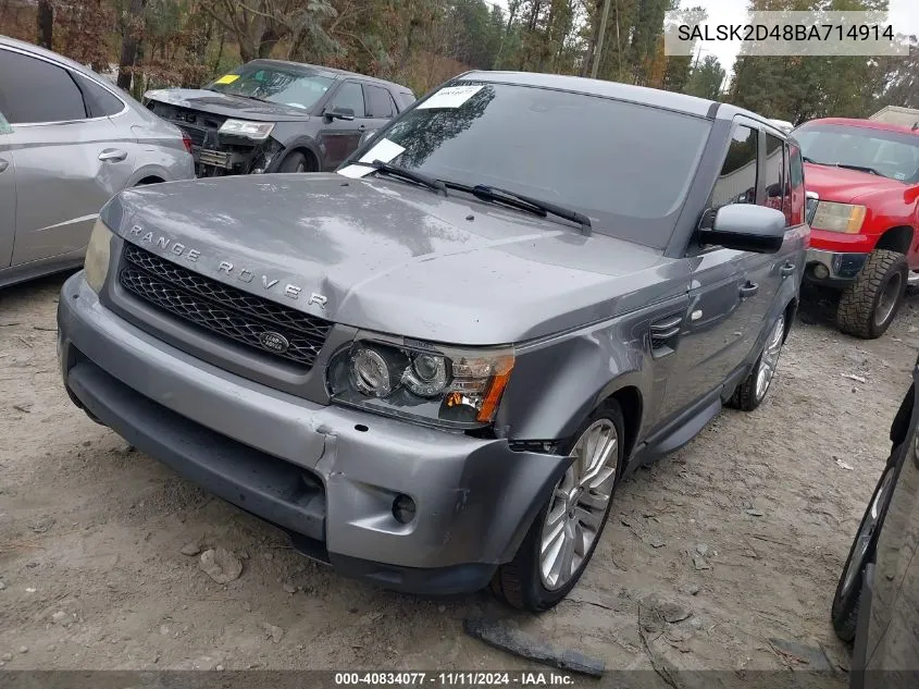 2011 Land Rover Range Rover Sport Hse VIN: SALSK2D48BA714914 Lot: 40834077