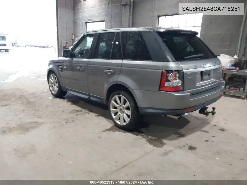 2012 Land Rover Range Rover Sport Supercharged VIN: SALSH2E48CA718251 Lot: 40522919