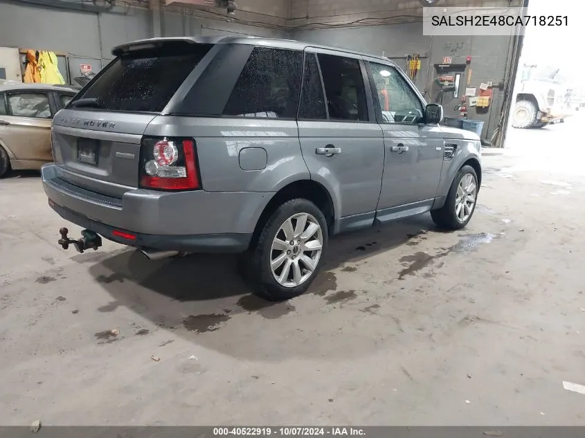 2012 Land Rover Range Rover Sport Supercharged VIN: SALSH2E48CA718251 Lot: 40522919