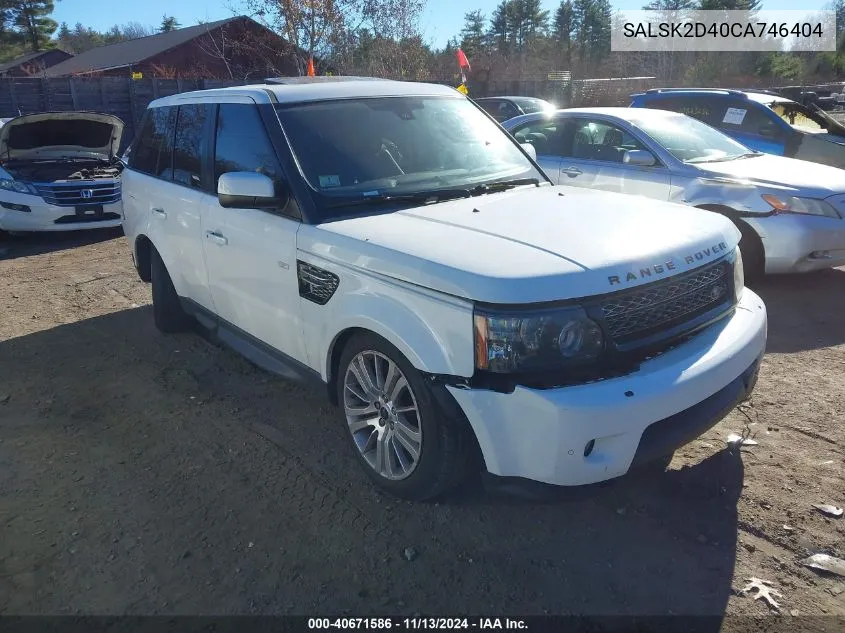 2012 Land Rover Range Rover Sport Hse VIN: SALSK2D40CA746404 Lot: 40671586