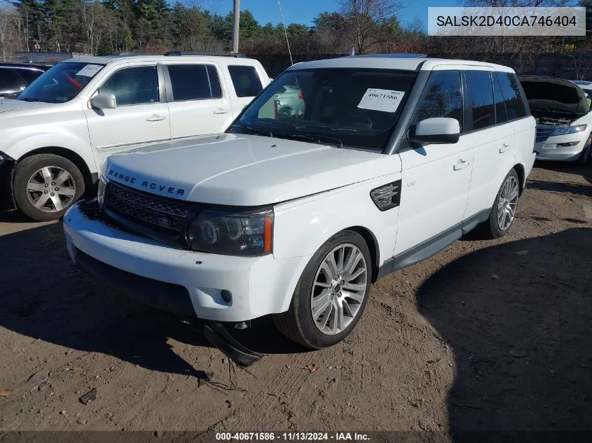 2012 Land Rover Range Rover Sport Hse VIN: SALSK2D40CA746404 Lot: 40671586