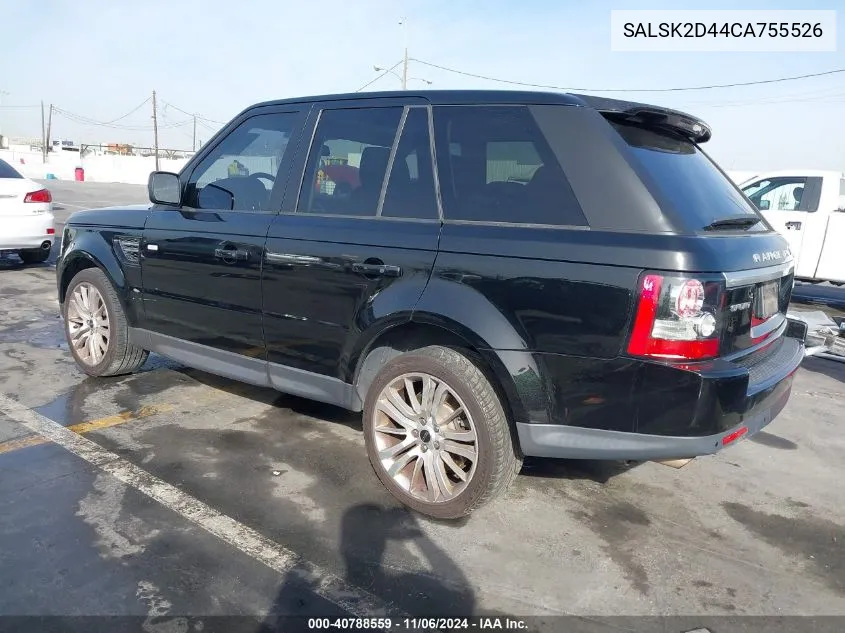 2012 Land Rover Range Rover Sport Hse VIN: SALSK2D44CA755526 Lot: 40788559