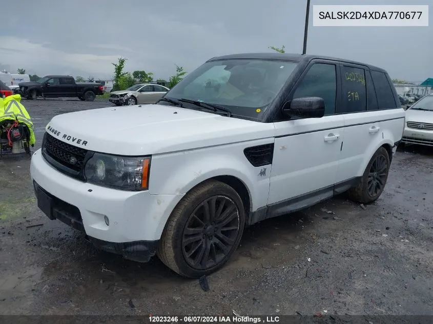 2013 Land Rover Range Rover Sport VIN: SALSK2D4XDA770677 Lot: 12023246