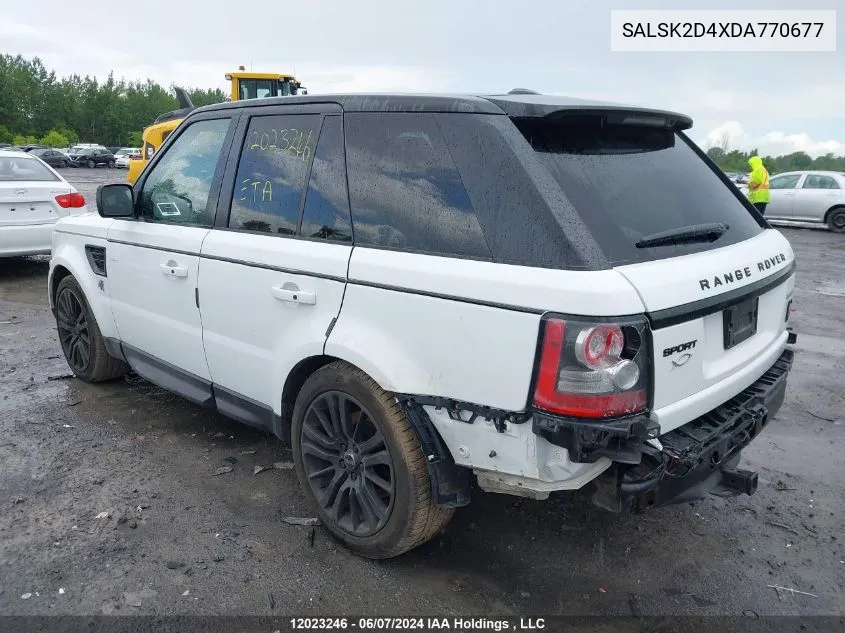 2013 Land Rover Range Rover Sport VIN: SALSK2D4XDA770677 Lot: 12023246