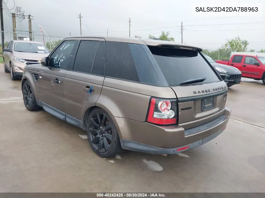 2013 Land Rover Range Rover Sport Hse VIN: SALSK2D42DA788963 Lot: 40907920