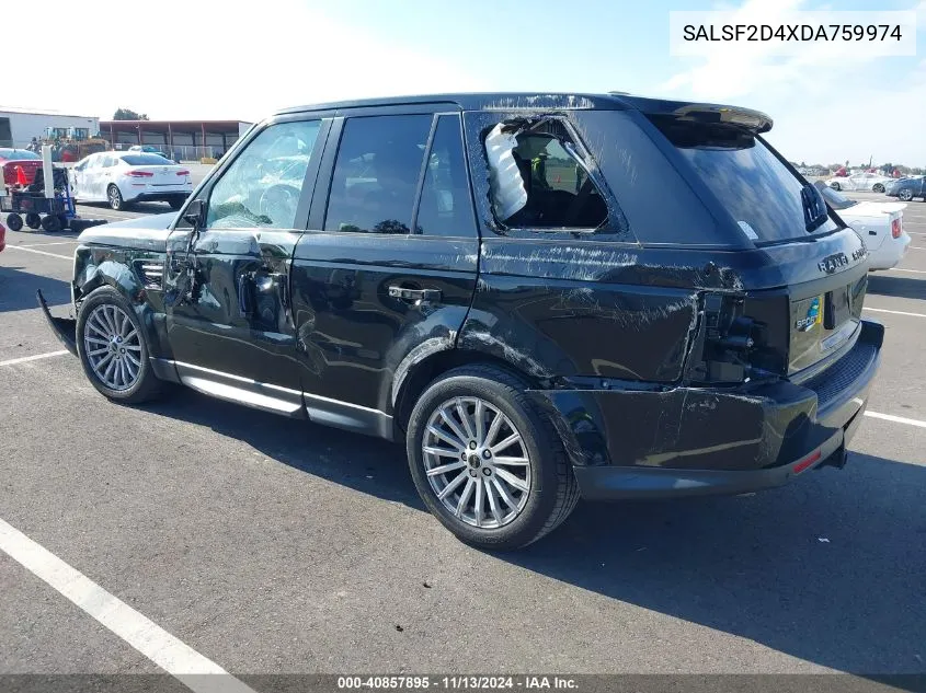 2013 Land Rover Range Rover Sport Hse VIN: SALSF2D4XDA759974 Lot: 40857895