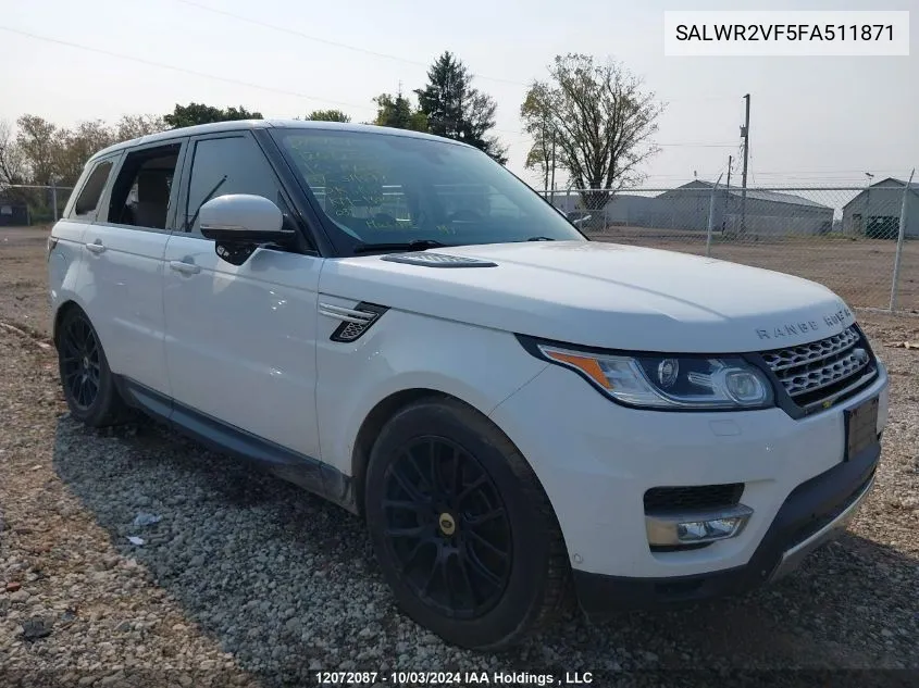 2015 Land Rover Range Rover Sport VIN: SALWR2VF5FA511871 Lot: 12072087