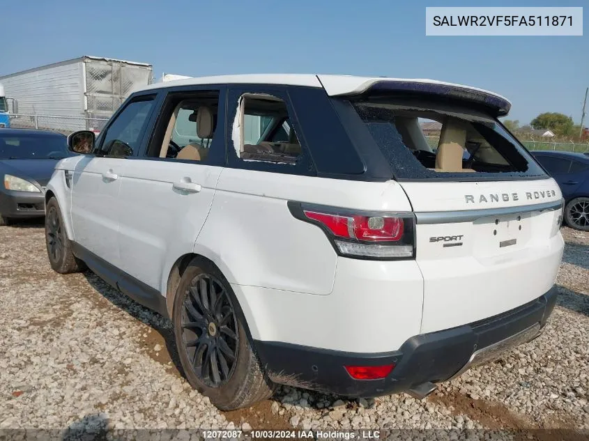 2015 Land Rover Range Rover Sport VIN: SALWR2VF5FA511871 Lot: 12072087