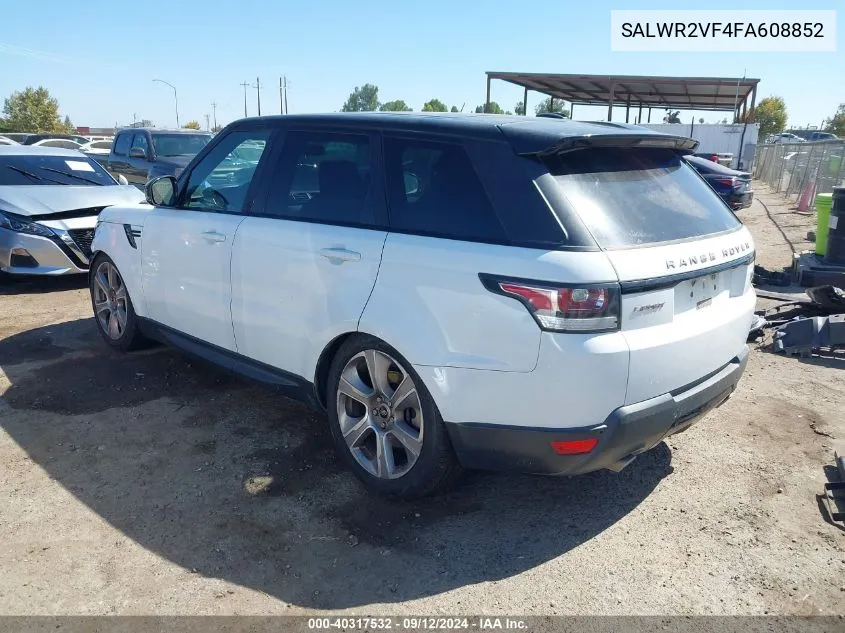 2015 Land Rover Range Rover Sport Sc VIN: SALWR2VF4FA608852 Lot: 40317532