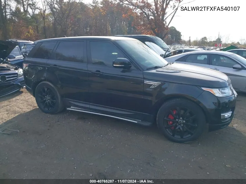 2015 Land Rover Range Rover Sport 5.0L V8 Supercharged VIN: SALWR2TFXFA540107 Lot: 40765287