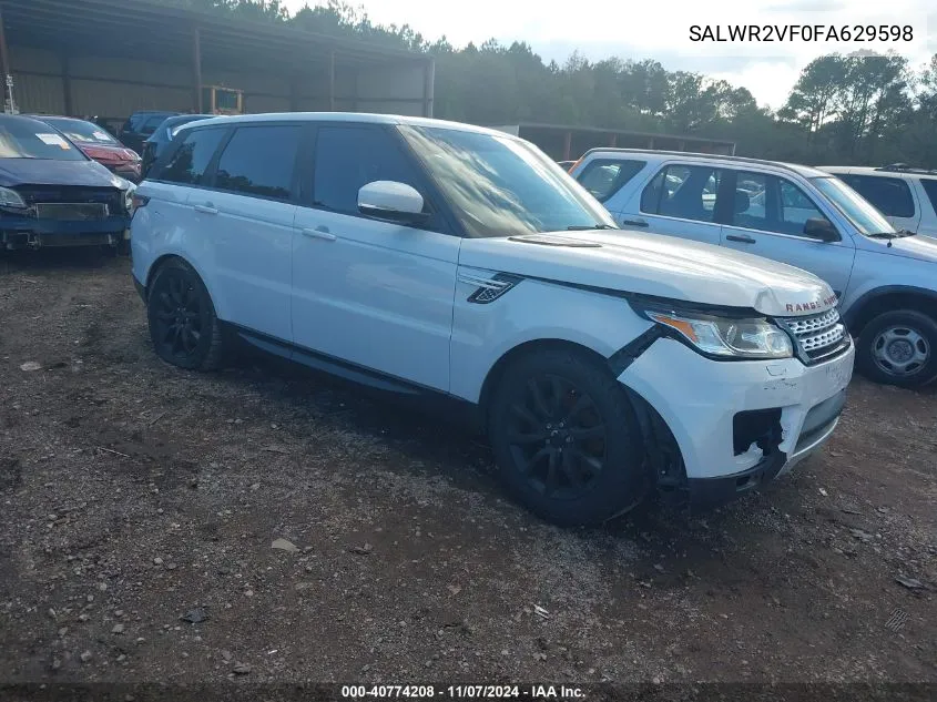 2015 Land Rover Range Rover Sport 3.0L V6 Supercharged Hse VIN: SALWR2VF0FA629598 Lot: 40774208