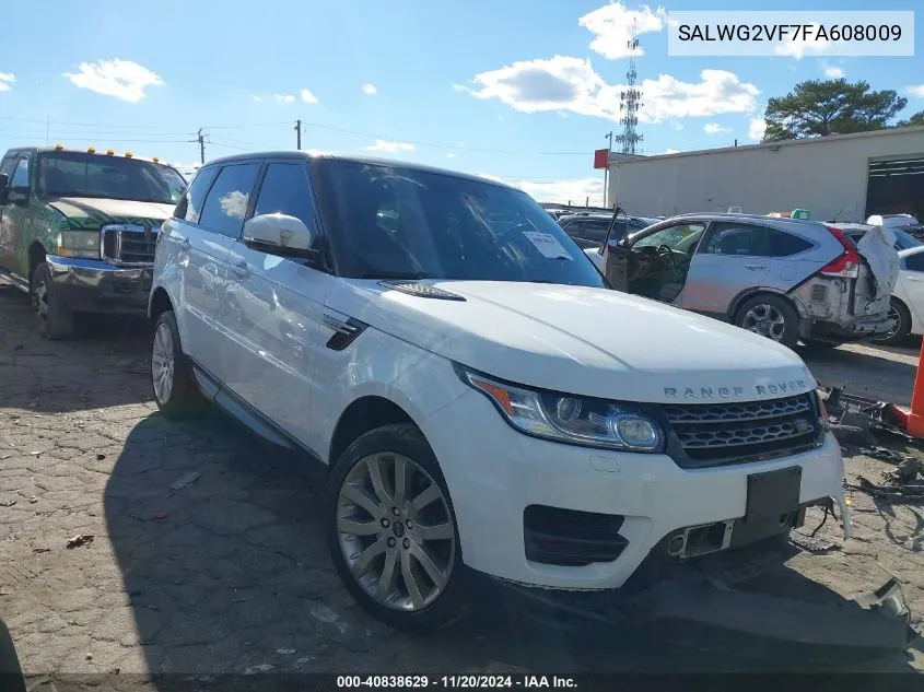 2015 Land Rover Range Rover Sport 3.0L V6 Supercharged Hse/3.0L V6 Supercharged Se VIN: SALWG2VF7FA608009 Lot: 40838629