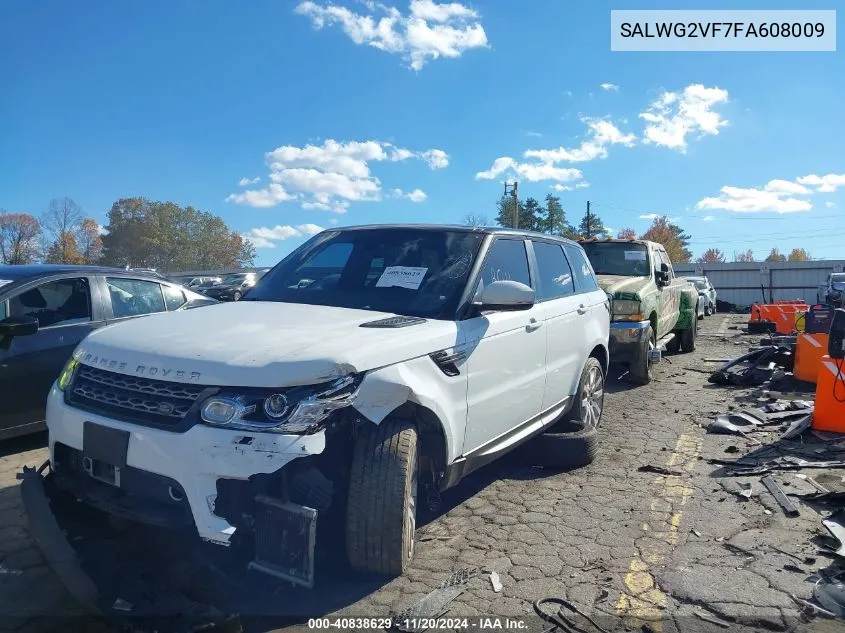 2015 Land Rover Range Rover Sport 3.0L V6 Supercharged Hse/3.0L V6 Supercharged Se VIN: SALWG2VF7FA608009 Lot: 40838629