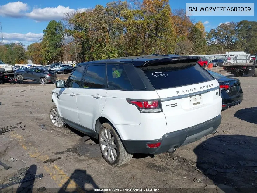 2015 Land Rover Range Rover Sport 3.0L V6 Supercharged Hse/3.0L V6 Supercharged Se VIN: SALWG2VF7FA608009 Lot: 40838629