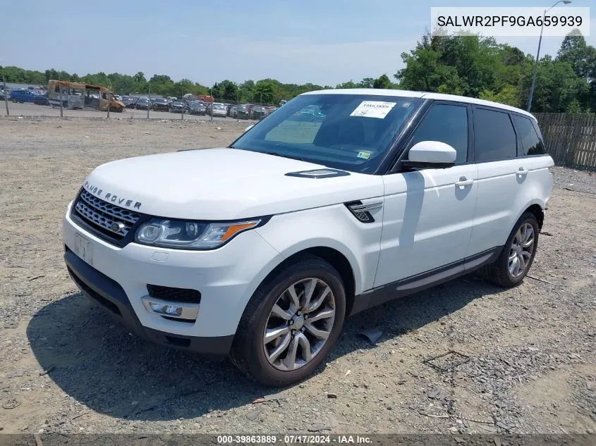 2016 Land Rover Range Rover Sport 3.0L V6 Supercharged Hse VIN: SALWR2PF9GA659939 Lot: 39863889