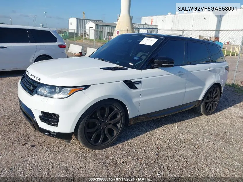 2016 Land Rover Range Rover Sport 3.0L V6 Supercharged Se VIN: SALWG2VF6GA558091 Lot: 39888815