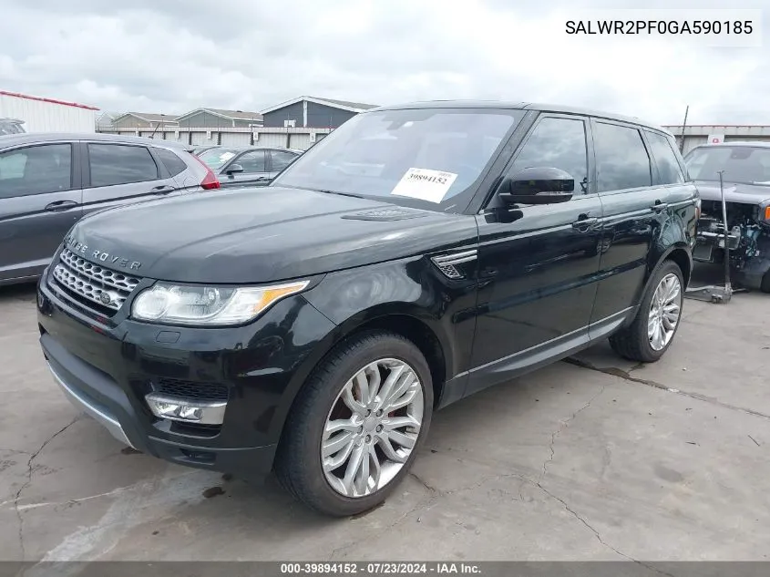 2016 Land Rover Range Rover Sport 3.0L V6 Supercharged Hse VIN: SALWR2PF0GA590185 Lot: 39894152