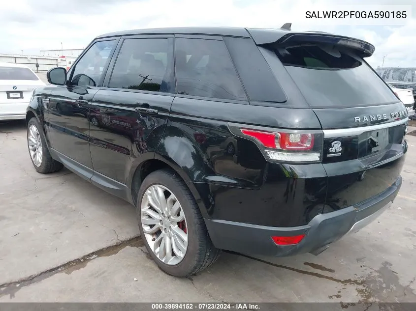 2016 Land Rover Range Rover Sport 3.0L V6 Supercharged Hse VIN: SALWR2PF0GA590185 Lot: 39894152