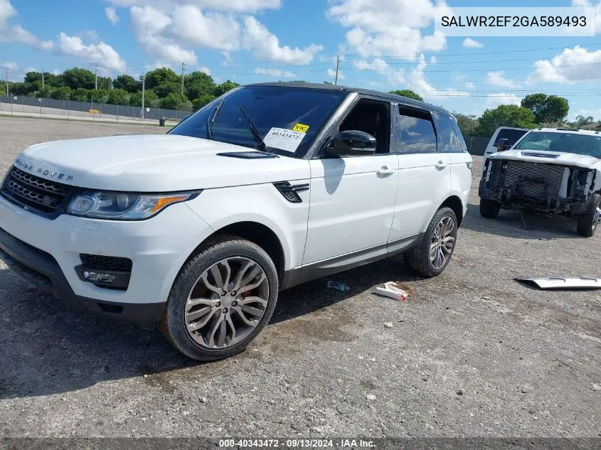 2016 Land Rover Range Rover Sport Sc VIN: SALWR2EF2GA589493 Lot: 40343472