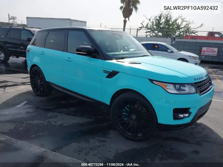 2016 Land Rover Range Rover Sport 3.0L V6 Supercharged Hse VIN: SALWR2PF1GA592432 Lot: 40770286