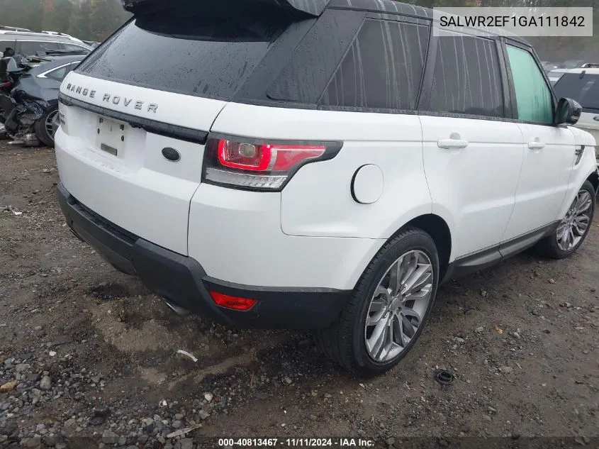 2016 Land Rover Range Rover Sport Sc VIN: SALWR2EF1GA111842 Lot: 40813467