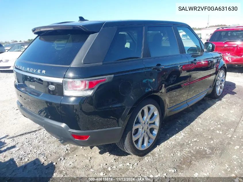 2016 Land Rover Range Rover Sport 3.0L V6 Supercharged Hse VIN: SALWR2VF0GA631630 Lot: 40815818