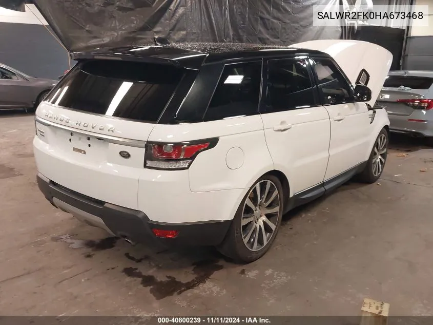 2017 Land Rover Range Rover Sport Hse VIN: SALWR2FK0HA673468 Lot: 40800239