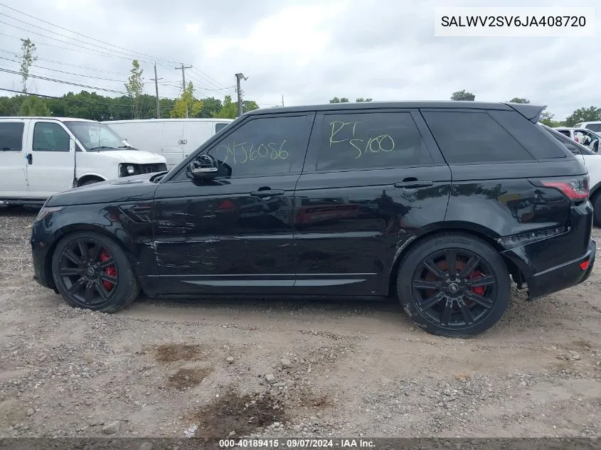 2018 Land Rover Range Rover Sport Hse Dynamic VIN: SALWV2SV6JA408720 Lot: 40189415