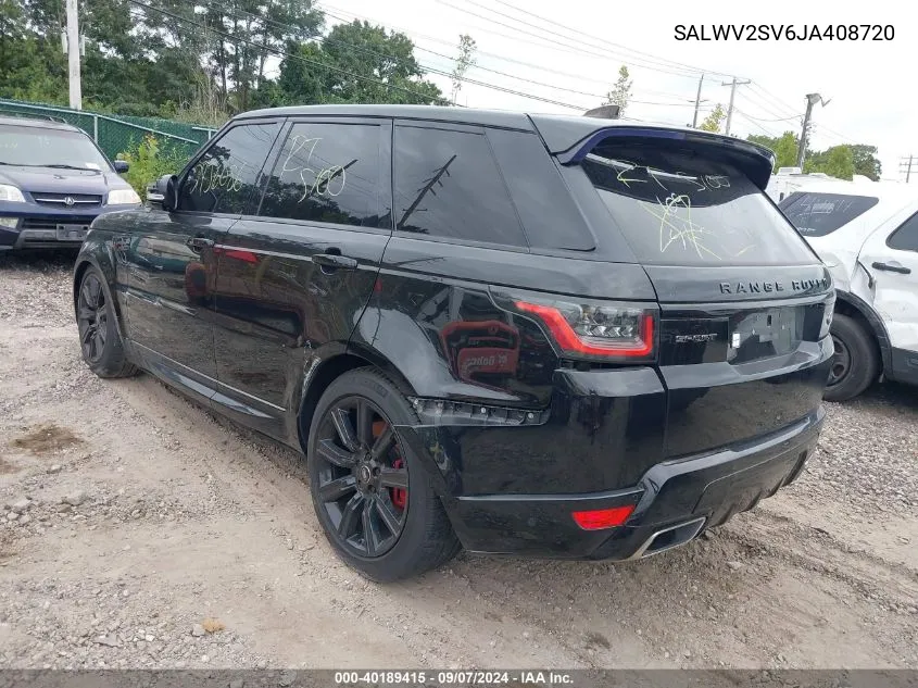 2018 Land Rover Range Rover Sport Hse Dynamic VIN: SALWV2SV6JA408720 Lot: 40189415