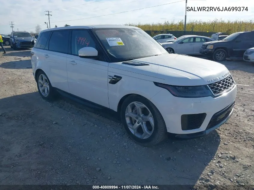 2018 Land Rover Range Rover Sport Hse VIN: SALWR2RV6JA699374 Lot: 40809994