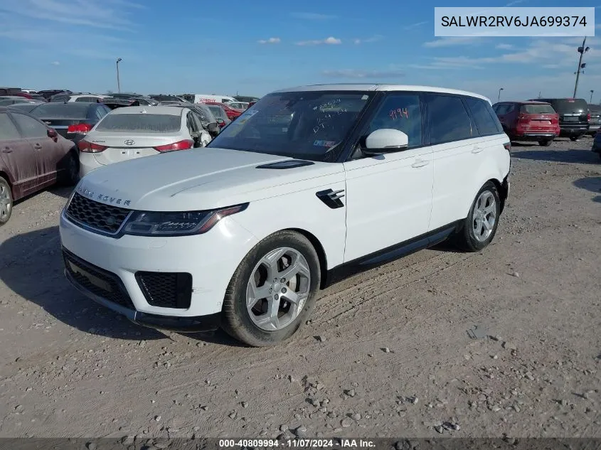 2018 Land Rover Range Rover Sport Hse VIN: SALWR2RV6JA699374 Lot: 40809994