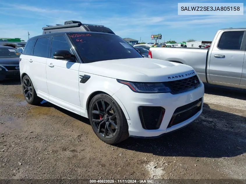 2018 Land Rover Range Rover Sport Svr VIN: SALWZ2SE3JA805158 Lot: 40823025