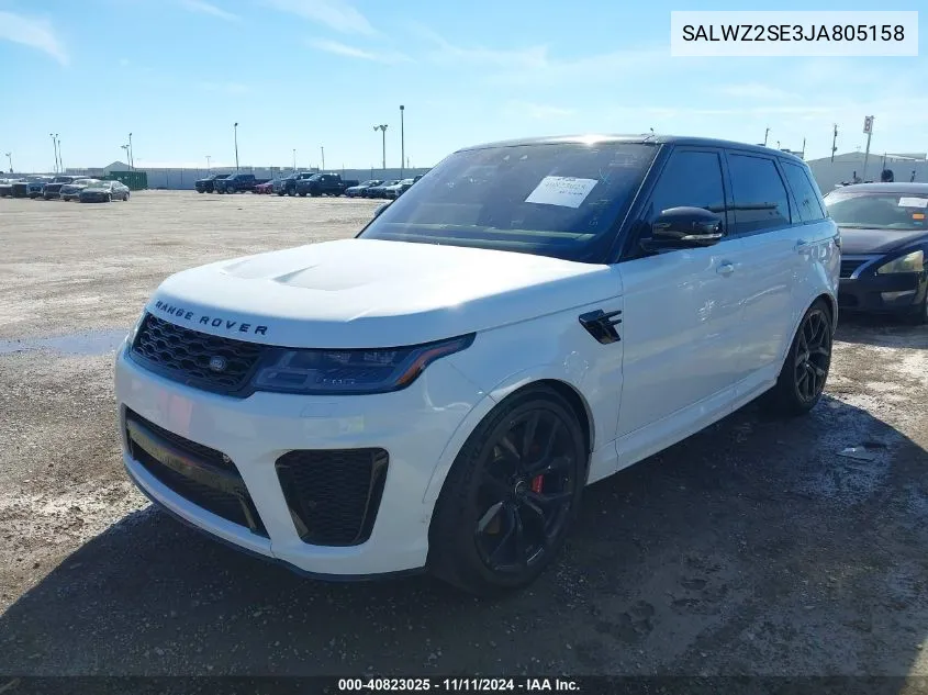 2018 Land Rover Range Rover Sport Svr VIN: SALWZ2SE3JA805158 Lot: 40823025