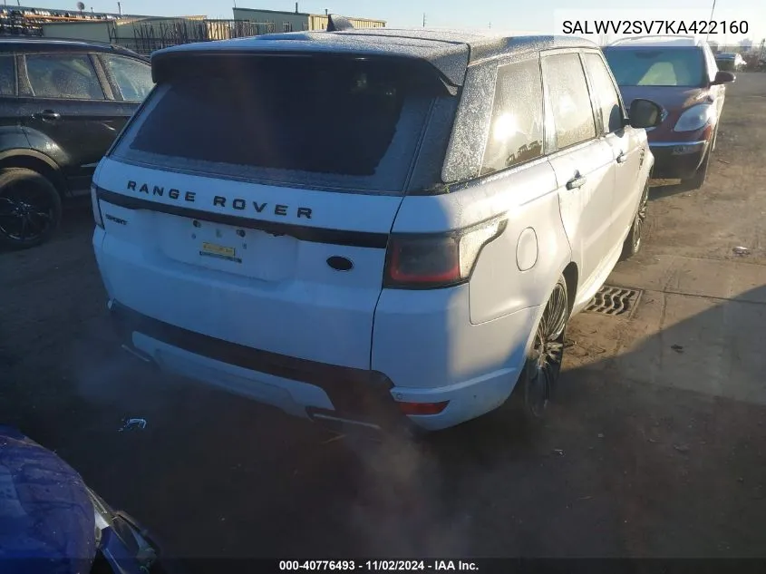 2019 Land Rover Range Rover Sport Hse Dynamic VIN: SALWV2SV7KA422160 Lot: 40776493