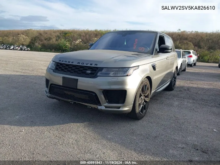 2019 Land Rover Range Rover Sport Hse Dynamic VIN: SALWV2SV5KA826610 Lot: 40891843