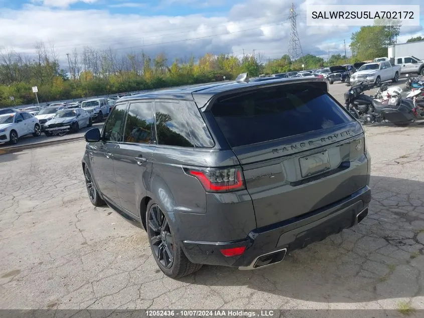 2020 Land Rover Range Rover Sport VIN: SALWR2SU5LA702172 Lot: 12052436