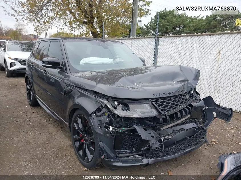 2021 Land Rover Range Rover Sport VIN: SALWS2RUXMA763870 Lot: 12076709