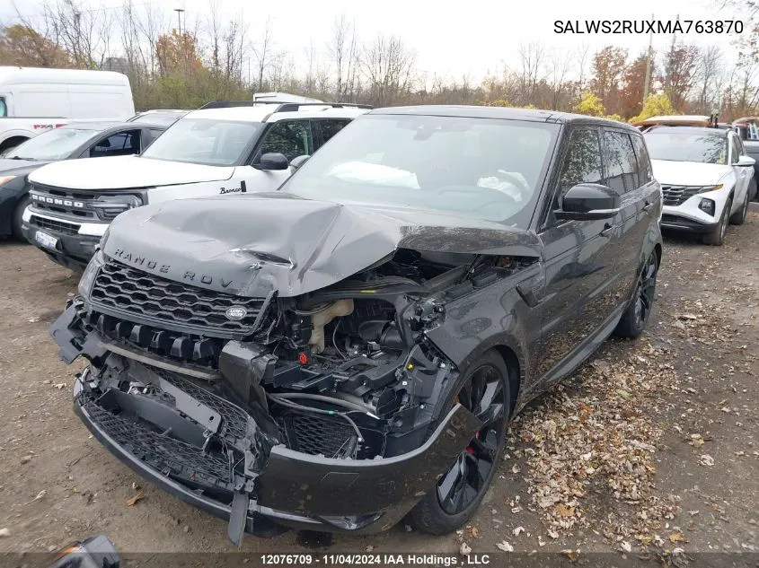 2021 Land Rover Range Rover Sport VIN: SALWS2RUXMA763870 Lot: 12076709