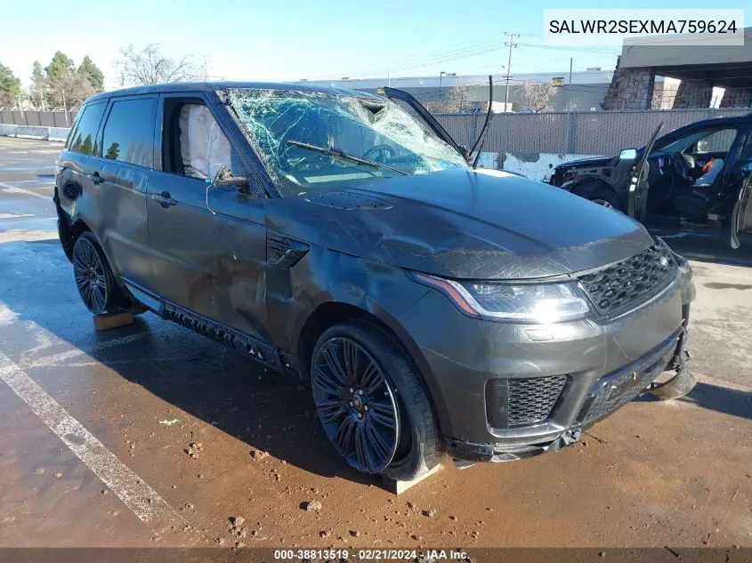 2021 Land Rover Range Rover Sport Hse Dynamic VIN: SALWR2SEXMA759624 Lot: 38813519