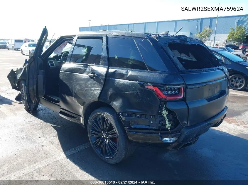 2021 Land Rover Range Rover Sport Hse Dynamic VIN: SALWR2SEXMA759624 Lot: 38813519