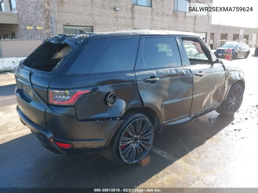 2021 Land Rover Range Rover Sport Hse Dynamic VIN: SALWR2SEXMA759624 Lot: 38813519