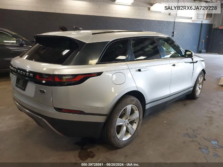 2018 Land Rover Range Rover Velar P250 S VIN: SALYB2RX6JA729228 Lot: 39725081