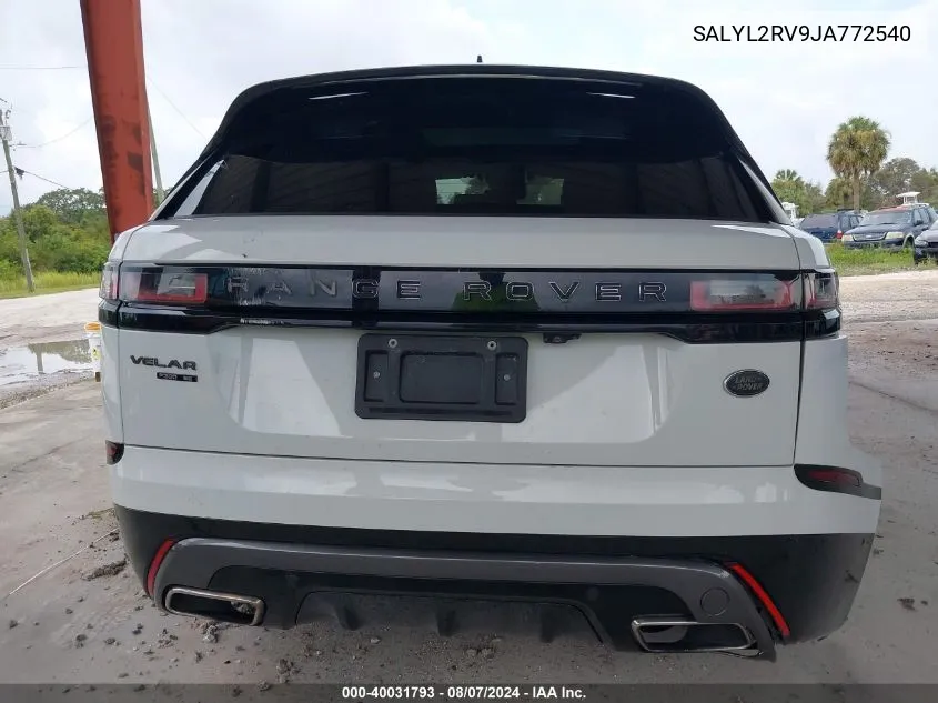 2018 Land Rover Range Rover Velar P380 Se R-Dynamic VIN: SALYL2RV9JA772540 Lot: 40031793