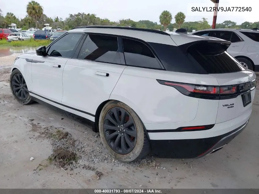 2018 Land Rover Range Rover Velar P380 Se R-Dynamic VIN: SALYL2RV9JA772540 Lot: 40031793