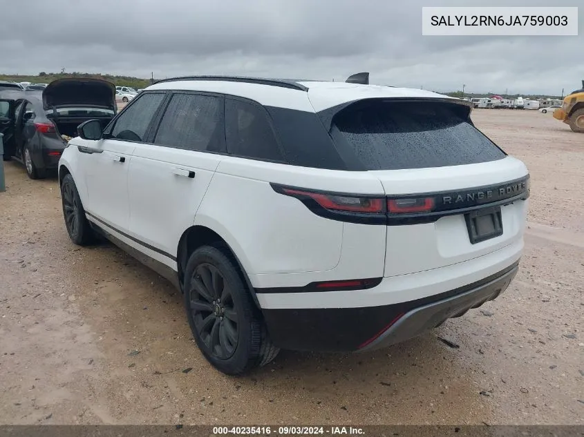 2018 Land Rover Range Rover Velar D180 Se R-Dynamic VIN: SALYL2RN6JA759003 Lot: 40235416