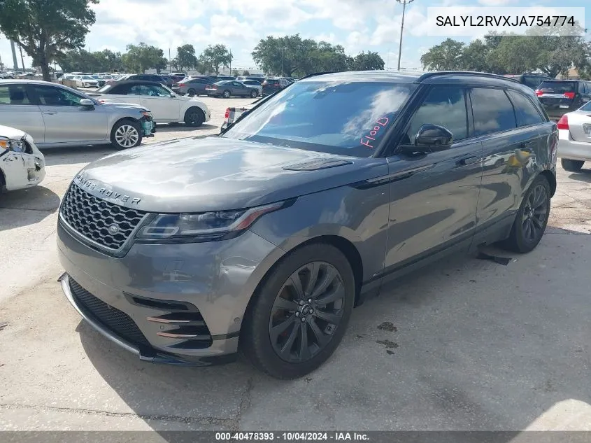 2018 Land Rover Range Rover Velar P380 Se R-Dynamic VIN: SALYL2RVXJA754774 Lot: 40478393