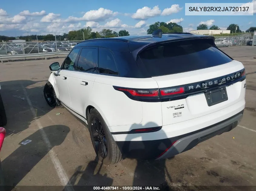 2018 Land Rover Range Rover Velar P250 S VIN: SALYB2RX2JA720137 Lot: 40497941