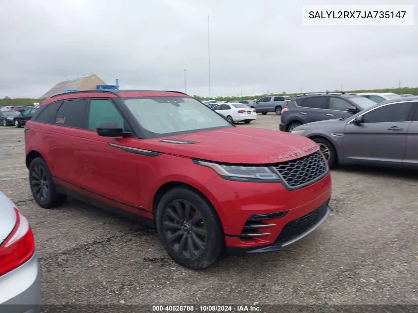 2018 Land Rover Range Rover Velar R-Dynamic Se VIN: SALYL2RX7JA735147 Lot: 40528788